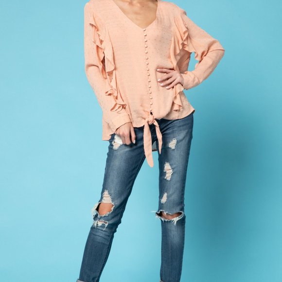 Swiss Dot Ruffle Blouse NWT - Picture 2 of 5